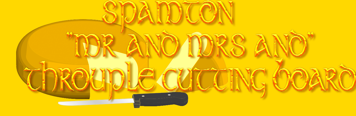 SPAMTON 'MR. AND MRS. AND' THROUPLE CUTTING BOARD